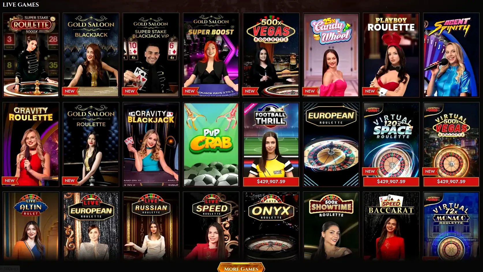Rich Royal Casino Spielauswahl